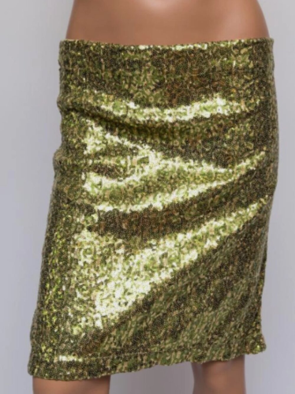 Pink Tartan Olive Green and Gold Sequin Skirt